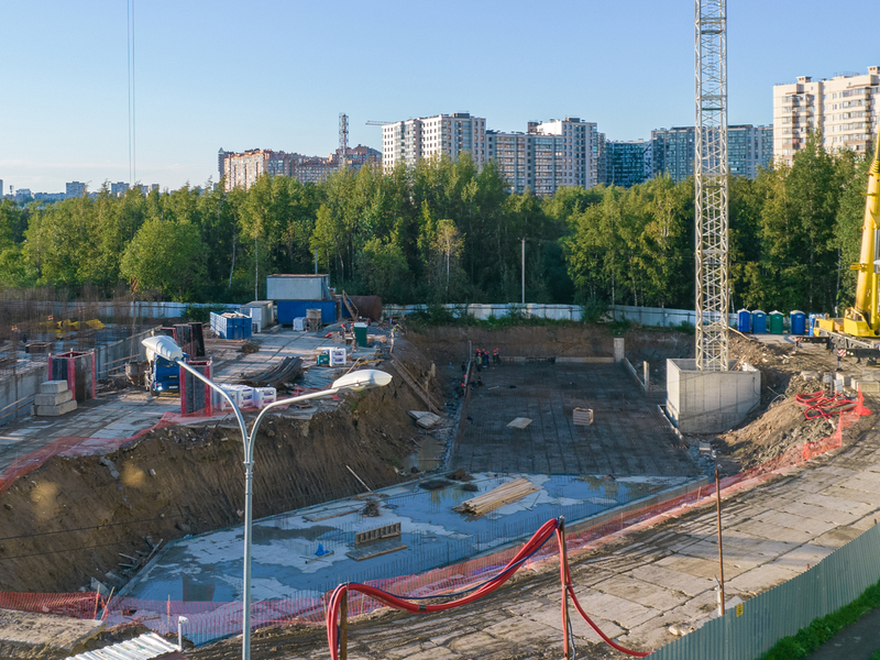Кудровский парк Ход строительства корпуса 2.2 на начало августа 2022 г.