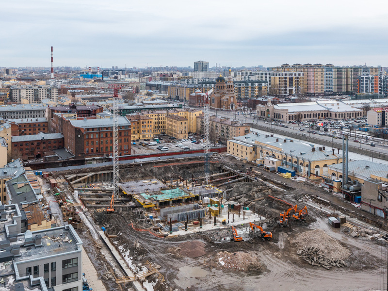 Лермонтовский 54 Ход строительства корпуса 1 в марте 2023 г.